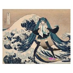 Hatsune Miku x Katsushika Hokusai iXima Canvas Art The Great Wave off Kanagawa/Fine Wind, Clear Morning 27 x 22 cm